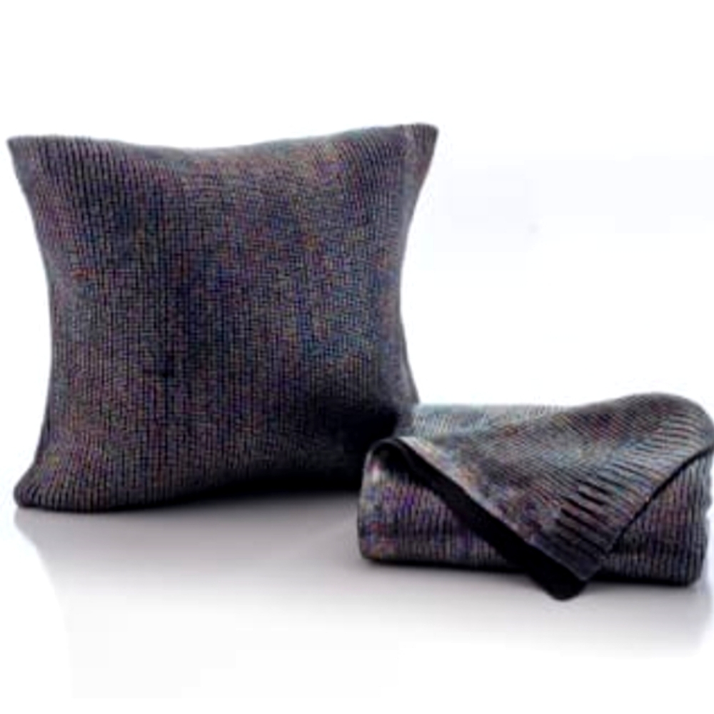 Slick Knit Throw PILLOW and BLANKET Bundle Acrylic Soft  Shimmery Iridescent NEW